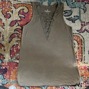 Army Green American Eagle Cut-out Tank Top